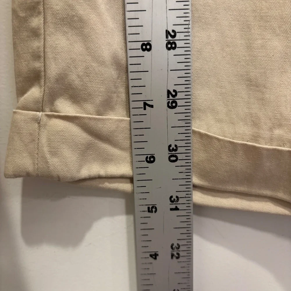 Daniel Gray Golf Mens 38 Khaki Pleated Silk Cotton Herringbone Cuffed Pants 1843